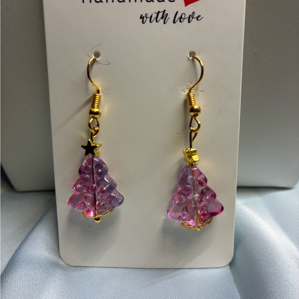 Charming Pink and Gold Star Earrings